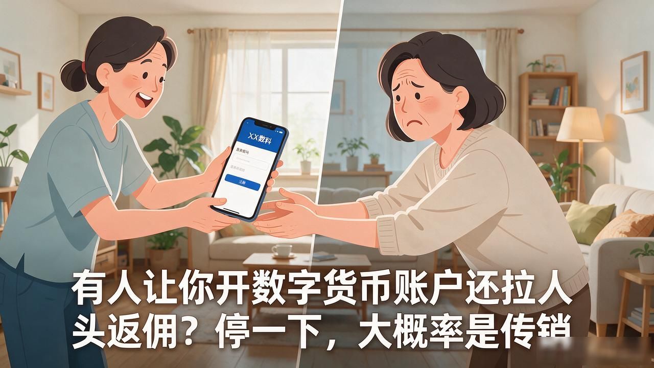 有人让你开数字货币账户还拉人头返佣？停一下，大概率是传销