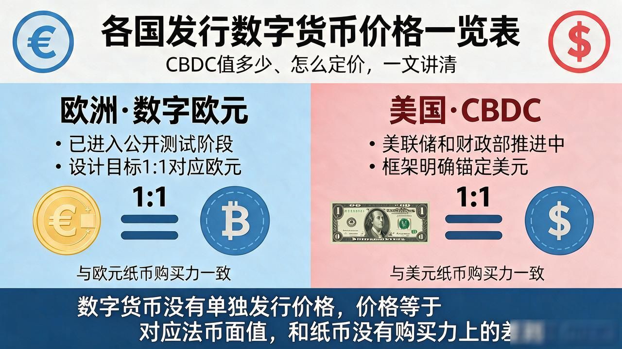 各国发行数字货币价格_央行数字货币CBDC与法币1:1锚定机制_各国央行数字货币数字人民币数字欧元价格